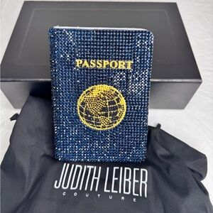 Judith Leiber Navy Crystal Passport Cover - New!!